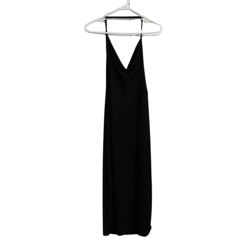 Free People Intimately Black Cowl Neck Strappy Back Maxi Dress Small Slit - Picture 3 of 10